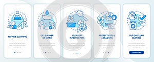 Decontaminate after radiation blue onboarding mobile app screen