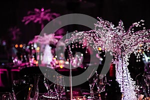 Decor with candles and lamps for corporate event or gala dinner