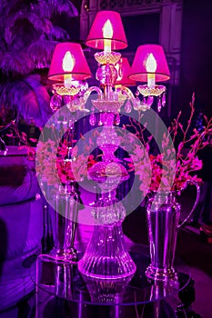 Decor with candles and lamps for corporate event or gala dinner