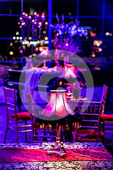 Decor with candles and lamps for corporate event or gala dinner