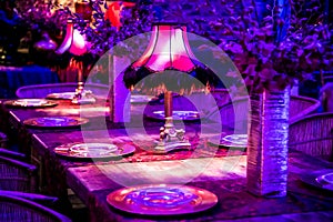 Decor with candles and lamps for corporate event or gala dinner