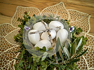 Decor and cross made from twigs