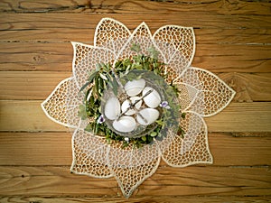 Decor and cross made from twigs