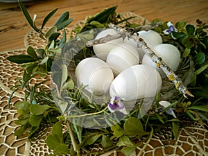 Decor and cross made from twigs