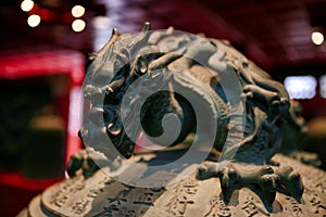 The decor element is the handle of a bell in the form of a dragon. Big Bell Temple. Beijing, China