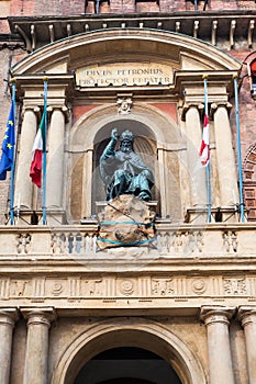 Decor of facade of palazzo d`accursio in Bologna photo