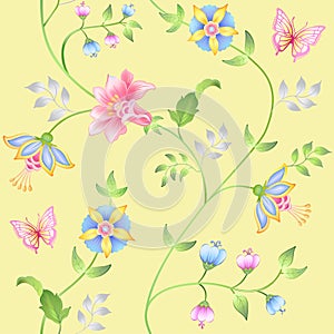 Decor floral elements seamless set