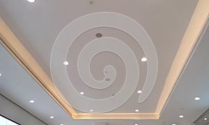 Decor Gypsum false ceiling and finishes in a shopping mall interior finishes painted with White emulsion paint with decorative