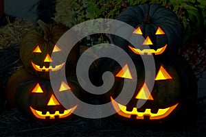 Decor halloween jack lantern frightening burning smile eyes carved pumpkin devil mask
