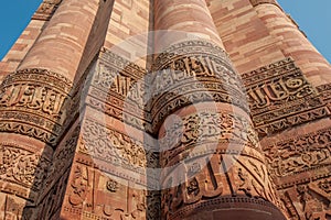 Decor of Qutub Minar tower, the tallest minaret in India