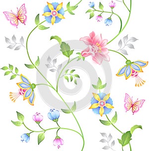 Decor seamless floral elements set