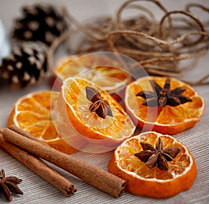 Decor of spices and citrus