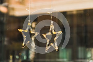 Decor star for lightning and decoration during winter time for Christmas store or window shops in winter holidays city