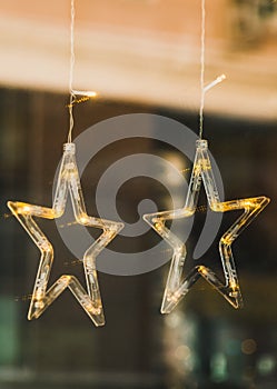 Decor star for lightning and decoration during winter time for Christmas store or window shops in winter holidays city