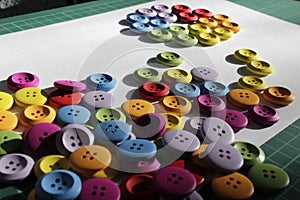 Decor textile. Multi-colored wood buttons.