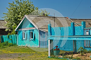 Decor of village houses in the village of Posolskoye on Lake Baikal.