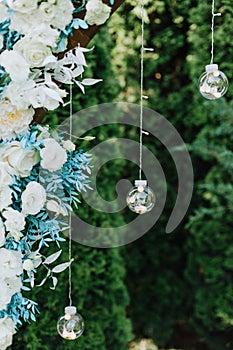 decor wedding arch ceremony floral glass balls