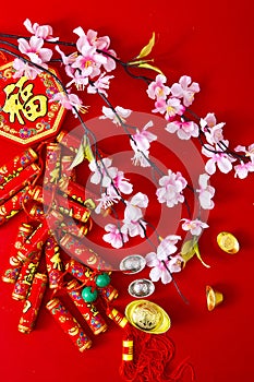 Decorate chinese new year 2019 on a red background(Chinese characters . FU. in the article refer to good luck, wealth, money flow