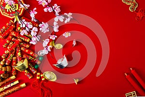 Decorate chinese new year 2019 on a red background(Chinese characters . FU. in the article refer to good luck, wealth, money flow