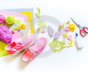 Decorate pink sneakers diy. Easter holiday rabbit