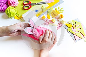 Decorate pink sneakers diy. Easter holiday rabbit