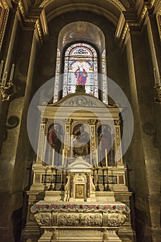 Decorated altar in old catholic church