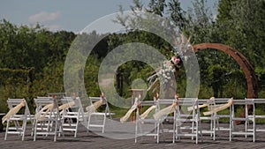 Decorated arch on the exit registration. Decor exit registration in nature