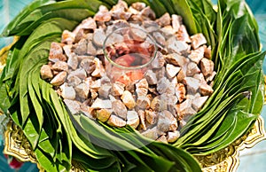 Decorated areca nut, betel nut chewed with betel leaf