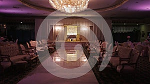 Decorated banquet hall for wedding reception