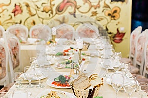 Decorated banquet table setting