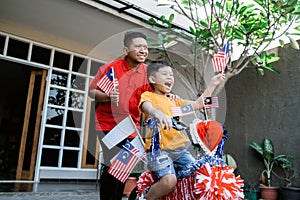 Decorated bicycle and malaysia flag for independence day celebration