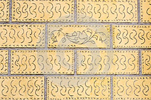 Decorated brick wall