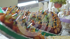 Decorated buffet of fruit on the holiday