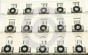 Decorated building on the Puerta del Sol Madrid, Spain photo
