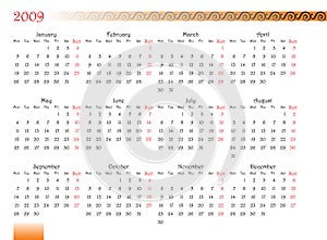Decorated calendar of 2009