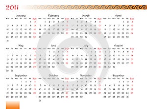 Decorated calendar of 2011