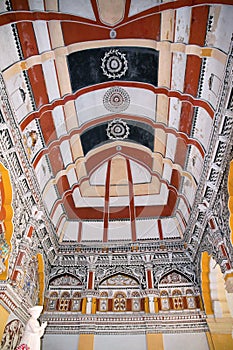 Decorated ceiling, Durbar Hall, Thanjavur Maratha Palace, Tanjore, Tamil Nadu