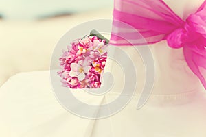 Decorated chair wedding arrangement on the beach