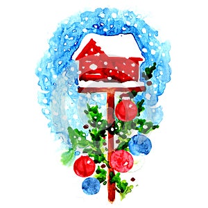 Decorated christmas birdhouse