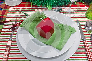 Decorated Christmas Dinner Table Setting