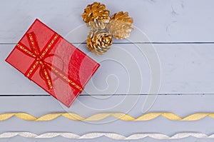 Decorated Christmas gifts on abstract background