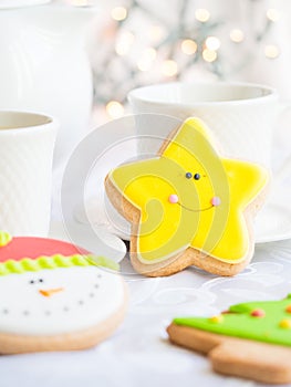 Decorated Christmas gingebread cookies