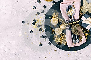 Decorated Christmas table setting photo