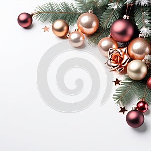 Christmas background rose gold balls AI Genelate