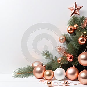 Christmas background rose gold balls AI Genelate