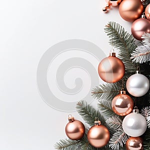 Christmas background rose gold balls AI Genelate