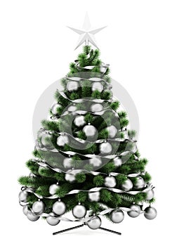 Decorated christmas tree isolated on white