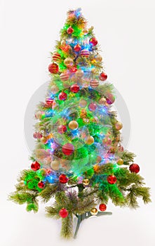 Decorated Christmas tree with LED lights