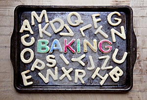 Decorated cookies BAKING on baking tray