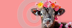 Decorated Cows Celebrating Swiss Spring Festival. Cow Appreciation Day. Swiss traditional cow parade